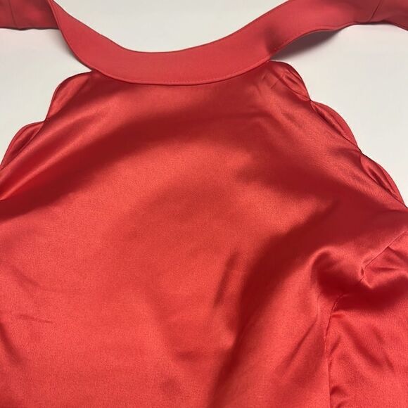 bebe Coral Sleeveless Scalloped Detail Flare Dress w/ High Neck & Pleats- Size 4 - Picture 12 of 16